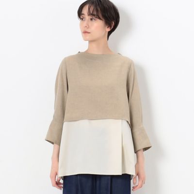 【洗える／セットアップ対応】麻調合繊　レイヤードブラウス（７２２０ＢＣ０３）
