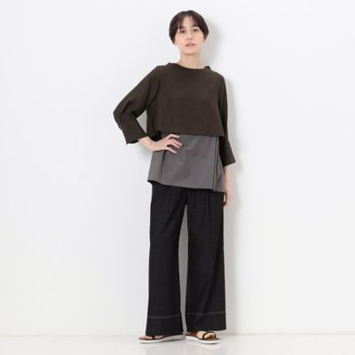【洗える／セットアップ対応】麻調合繊　レイヤードブラウス（７２２０ＢＣ０３）