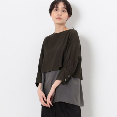 【洗える／セットアップ対応】麻調合繊　レイヤードブラウス（７２２０ＢＣ０３）