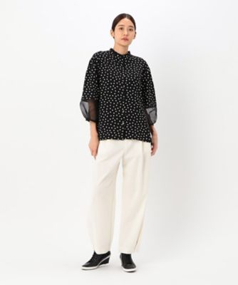 バックサテンアムンゼン シアー袖切り替えシャツ バックサテンアムンゼン シアー袖切り替えシャツ