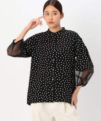 人気海外ブランドアイテム｜ファッション通販 バックサテンアムンゼン シアー袖切り替えシャツ トップス