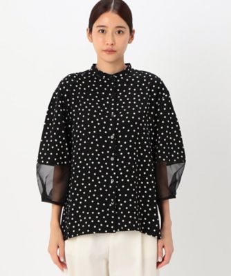 バックサテンアムンゼン シアー袖切り替えシャツ
