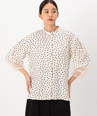 バックサテンアムンゼン シアー袖切り替えシャツ