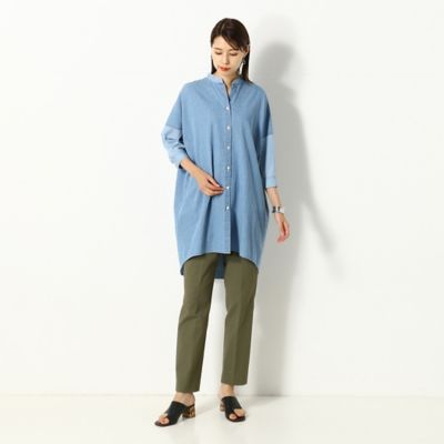 【洗える】デニムニードルパンチ　ロングシャツ（７２２０ＨＹ１１）