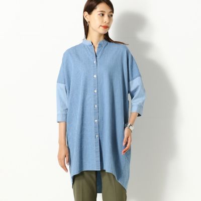 【洗える】デニムニードルパンチ　ロングシャツ（７２２０ＨＹ１１）