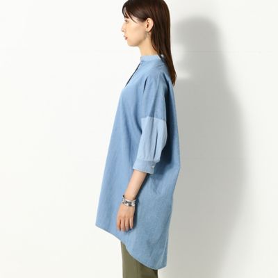 【洗える】デニムニードルパンチ　ロングシャツ（７２２０ＨＹ１１）