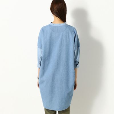 【洗える】デニムニードルパンチ　ロングシャツ（７２２０ＨＹ１１）