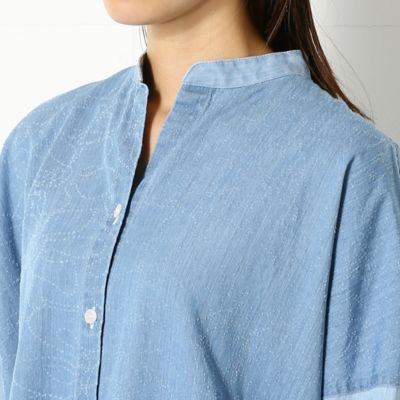 【洗える】デニムニードルパンチ　ロングシャツ（７２２０ＨＹ１１）