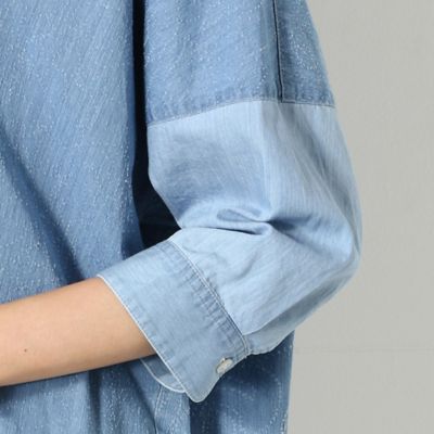 【洗える】デニムニードルパンチ　ロングシャツ（７２２０ＨＹ１１）