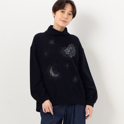 獅子と月　ガラスビーズ刺繍　プルオーバー（７２２１ＥＢ０１）