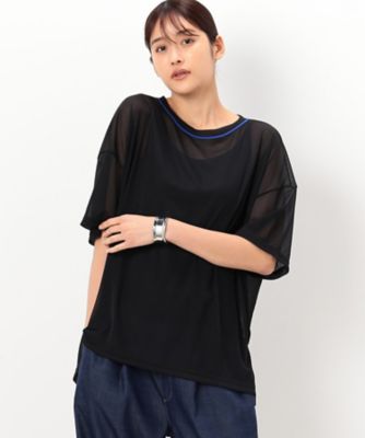 【洗える】トリコットシフォン　クルーネックＴシャツ（７２２１ＥＣ１６）