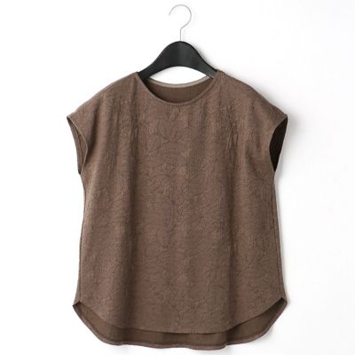 【ウォッシャブル】草花柄ジャージー　Ｔシャツ（７２２１ＥＴ０７）
