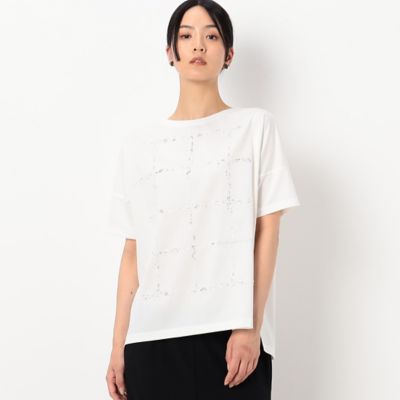 洗える】プレーティング天竺 チェック柄刺繍プルオーバー