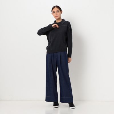 エキストラファインメリノウール　ラメステッチ柄シャツ襟付きセーター（７２３０ＩＡ０２）