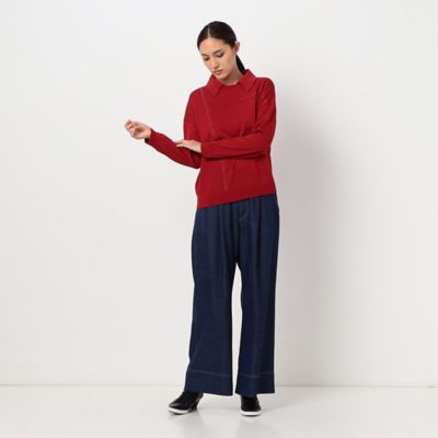 エキストラファインメリノウール　ラメステッチ柄シャツ襟付きセーター（７２３０ＩＡ０２）