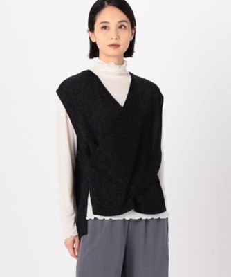 ＜三越伊勢丹/公式＞ Gabardine K.T (Women)/ギャバジンケーティー ドライタッチコットン フロントクロスベスト クロ トップス【三越伊勢丹/公式】