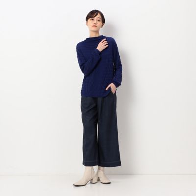 【洗える】カシミアタッチリヨセル　シャーリング柄セーター（７２３２ＩＡ０４）
