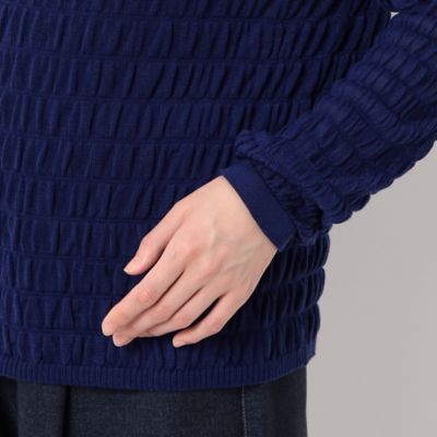 【洗える】カシミアタッチリヨセル　シャーリング柄セーター（７２３２ＩＡ０４）