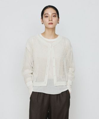 ＜Gabardine K.T (Women)＞和紙×ｐｅフリーゼヤーン　スクエアメッシュ２ＷＡＹカーディガン（７２３２ＩＯ０７）