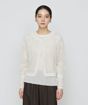美品✨芽風　センソユニコ　変形　メッシュ使い　カーディガン　サークル柄　日本製 芽風 mefu センソユニコ 変形 羽織り ジャケット 総柄 40 カーディガン