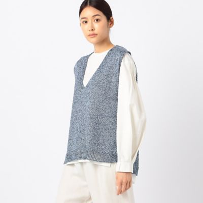 ＜Gabardine K.T (Women)＞【前後２ＷＡＹ】ミックスカラーリネンコード　ニットベスト（７２３４ＩＣ０９）