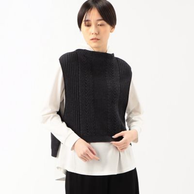 ＜Gabardine K.T (Women)＞オフスケールエキストラファインメリノ　ヘリンボーン柄ニットベスト（７２３５ＩＦ１４）