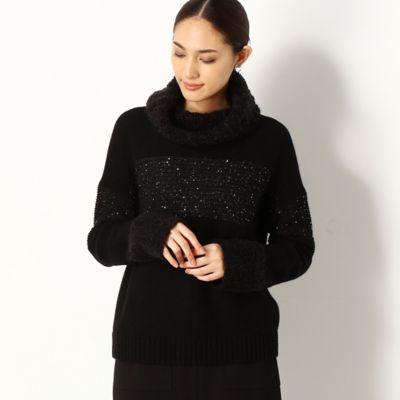 ＜Gabardine K.T (Women)＞スパンコールガーター　オフタートルニットプルオーバー（７２３６ＩＷ１３）