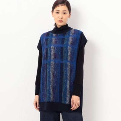 ＜Gabardine K.T (Women)＞絣チェック柄　ニットチュニック（７２３８ＩＡ１２）