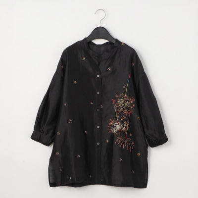 ＜Gabardine K.T (Women)＞【ウォッシャブル】リネンナイロン花火プリント　ゆったりブラウス（７２９６ＨＹ０７）