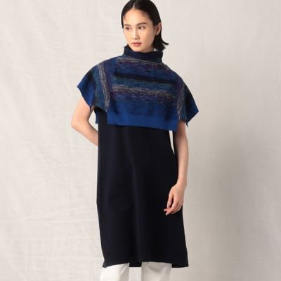 ＜Gabardine K.T (Women)＞【アンサンブル対応】久留米絣　ケープ付きニットワンピース（７２９７ＩＡ１０）