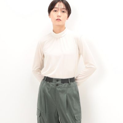 ＜COMME CA TALL (Women/大きいサイズ)＞〔　ＴＡＬＬサイズ　〕　リブジャージー　ハイネックプルオーバー（７６０１ＥＥ０４）