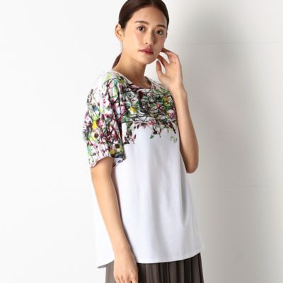 ＜COMME CA TALL (Women/大きいサイズ)＞〔ＴＡＬＬサイズ〕ボタニカル柄　ドルマンＴシャツ（７６０１ＥＷ０６）