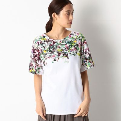 TALLサイズ〕ボタニカル柄 ドルマンTシャツ