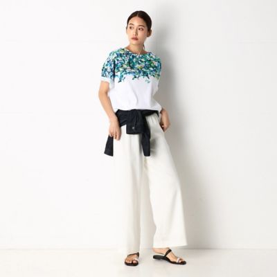 ボタニカル　総柄　ドルマン袖　(L)　半袖 TALLサイズ〕ボタニカル柄 ドルマンTシャツ