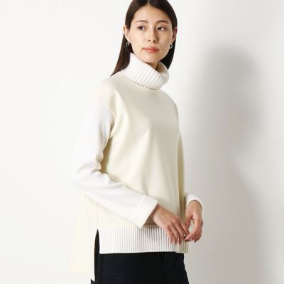 ＜COMME CA TALL (Women/大きいサイズ)＞〔ＴＡＬＬサイズ〕ウールミルドスムース　ニット切替プルオーバー（７６０１ＥＷ２０）