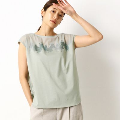〔ＴＡＬＬサイズ〕スパンコール刺繍　フレンチスリーブＴシャツ（７６０２ＥＡ０１）