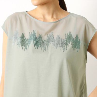 〔ＴＡＬＬサイズ〕スパンコール刺繍　フレンチスリーブＴシャツ（７６０２ＥＡ０１）