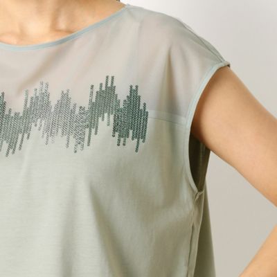 〔ＴＡＬＬサイズ〕スパンコール刺繍　フレンチスリーブＴシャツ（７６０２ＥＡ０１）