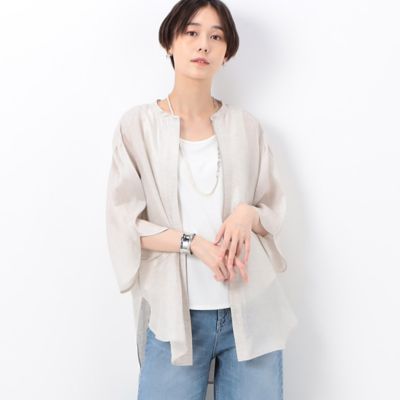 ＜COMME CA TALL (Women/大きいサイズ)＞〔　ＴＡＬＬサイズ　〕　リネンシルクシフォン　シャツ羽織（７６０２ＨＤ０１）
