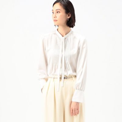 美品✨ルフィル シアーボイルピンタックブラウス ボウタイ