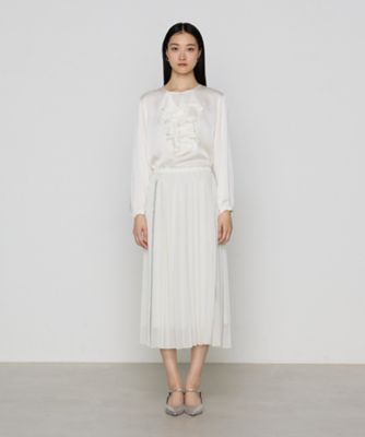 〔　ＴＡＬＬサイズ　〕　トリアセバックサテンジョーゼット　ラッフルブラウス（７６０２ＨＫ０２）