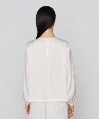 〔　ＴＡＬＬサイズ　〕　トリアセバックサテンジョーゼット　ラッフルブラウス（７６０２ＨＫ０２）