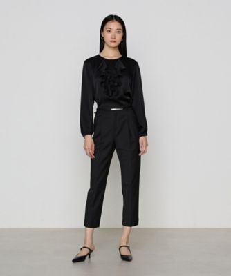 〔　ＴＡＬＬサイズ　〕　トリアセバックサテンジョーゼット　ラッフルブラウス（７６０２ＨＫ０２）
