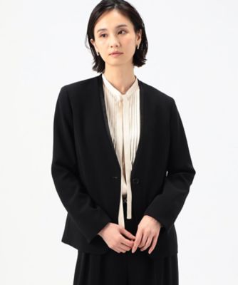 ＜COMME CA TALL (Women/大きいサイズ)＞〔　ＴＡＬＬサイズ　〕　【セットアップ対応】トリアセテートポリエステルダブルクロス　ノーカラージャケット（７６０２ＪＧ０１）