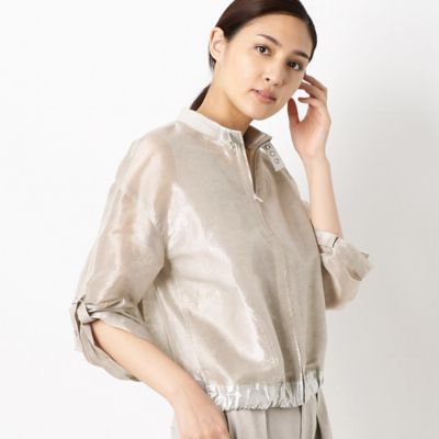 ＜COMME CA TALL (Women/大きいサイズ)＞〔ＴＡＬＬサイズ〕ブリリアント　シアーリネン　ブルゾン（７６０２ＶＵ０１）