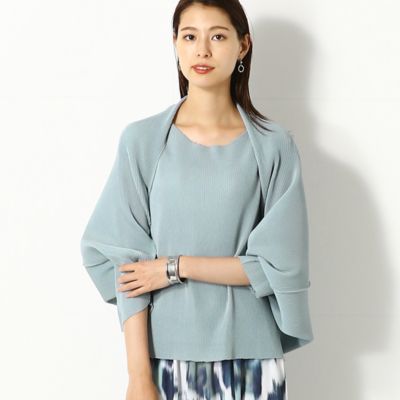 〔ＴＡＬＬサイズ〕シアークレープ　マイクロ格子プリーツ　ボレロ（７６０３ＨＡ０１）