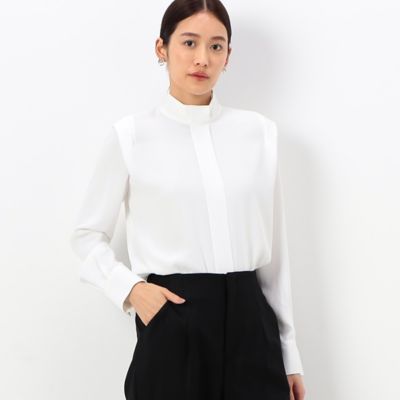 ＜COMME CA TALL (Women/大きいサイズ)＞〔ＴＡＬＬサイズ〕マットサテン　デザインハイネックブラウス（７６０４ＨＡ０４）