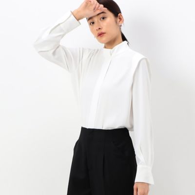 〔ＴＡＬＬサイズ〕マットサテン　デザインハイネックブラウス（７６０４ＨＡ０４）