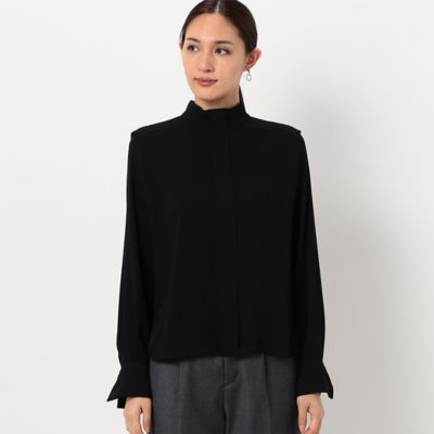 〔ＴＡＬＬサイズ〕マットサテン　デザインハイネックブラウス（７６０４ＨＡ０４）