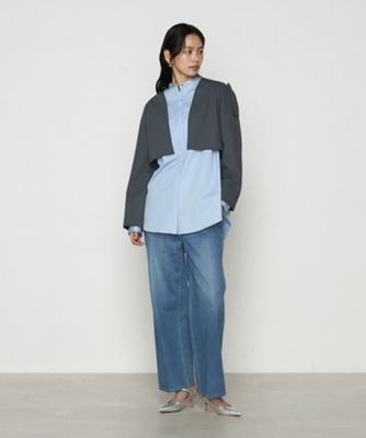〔　ＴＡＬＬサイズ　〕　コットンサテンオルタージュ　ロングシャツ（７６０４ＨＫ０５）